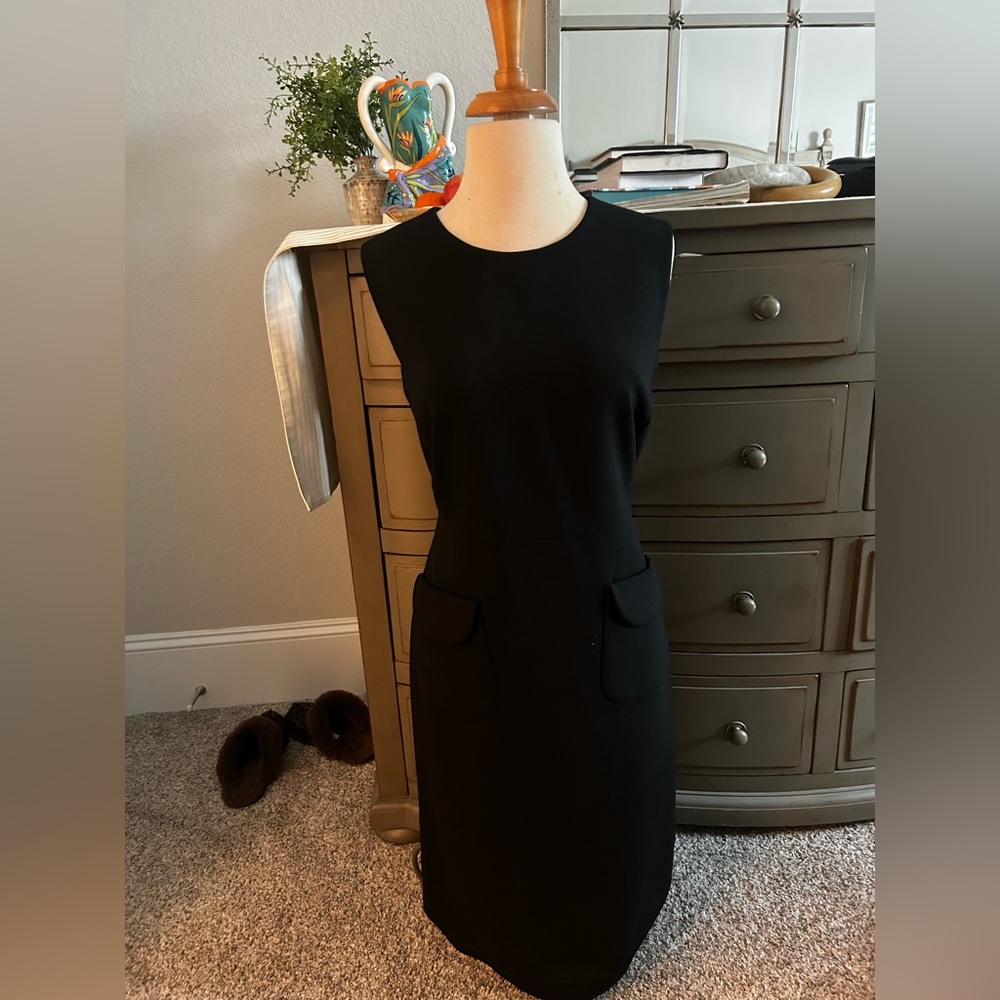 Tory Burch Black Wool Structured Dress